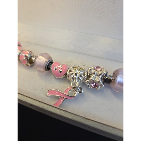 Breast Cancer 7" Style Charm Bracelet In Gift Box **Read Description - Picture 1 of 7